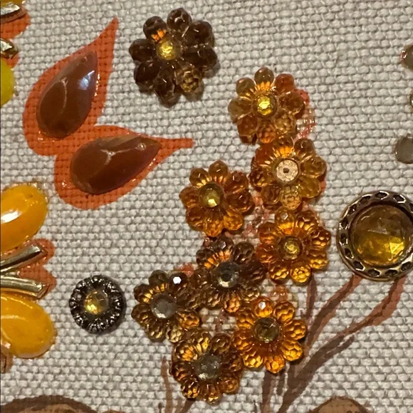 WONDERLAND Collins of Texas jeweled oranges and golden Tote - Picture 10 of 16